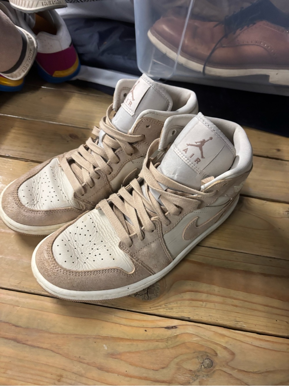 Jordan Mid-Top Sneakers in Beige and Cream
